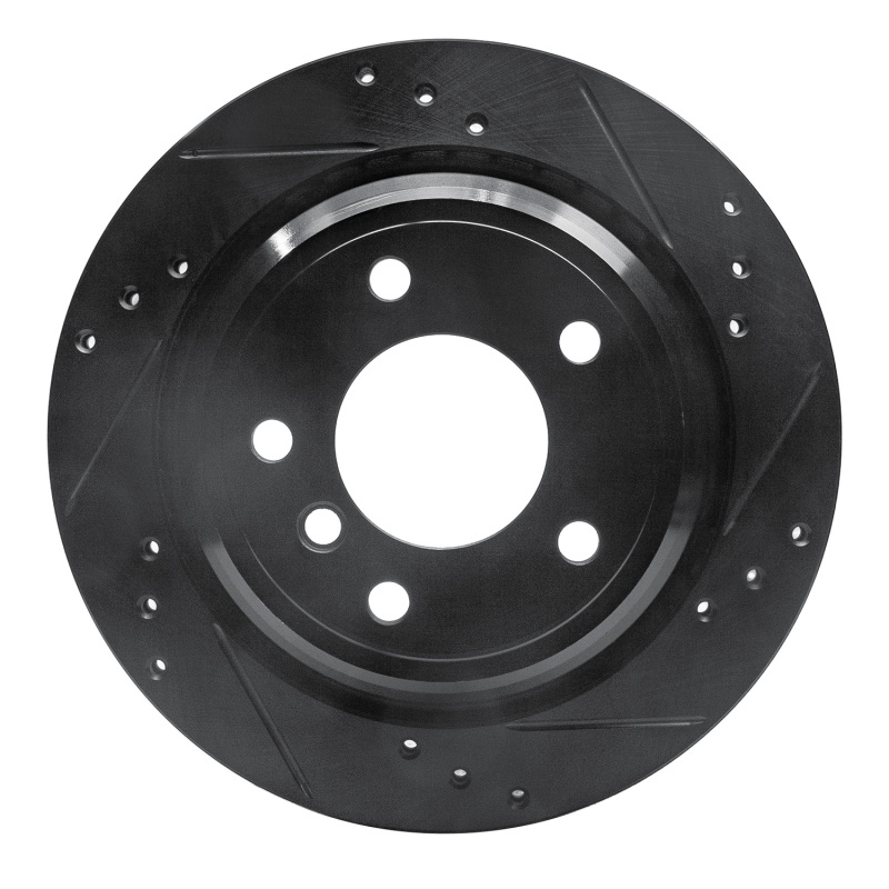 BMW 540I Brake Rotor (1) - Rear Right - R1 Concepts - Drilled & Slotted - Black - `96-`03